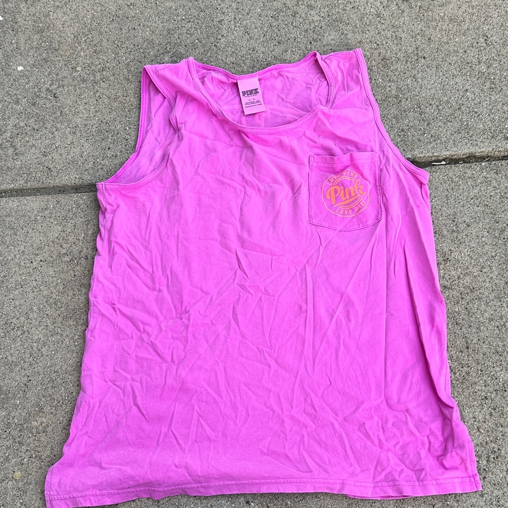 PINK Victoria's Secret Bright Pink Scoop Tank was worn size large